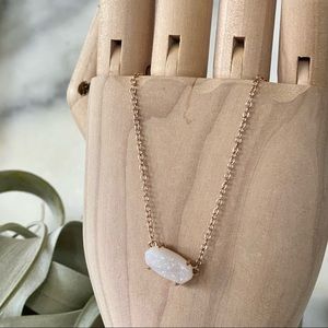 Kendra Scott Ever Pendant Necklace In Iridescent Drusy / Rose Gold